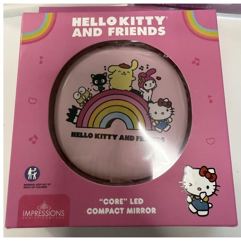Impressions Vanity Hello Kitty Core LED Compact Mirror Dimmable Magnified NIB